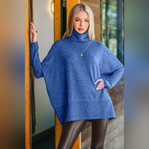 Zenana Full Size Brushed Melange Hacci Turtleneck Sweater